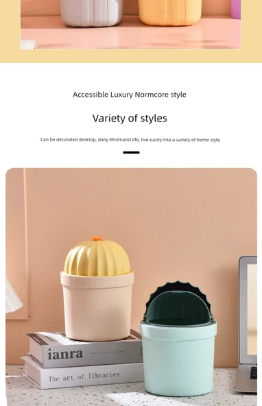 Mini Masaüstü Çöp Kovası - Kapaklı - Yeşil Tavşan - Kalınlaştırılmış, Basınca ve Düşmeye Dayanıklı - Resim 11