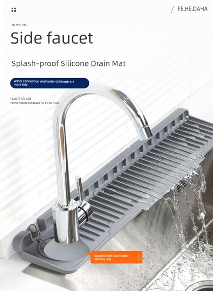 Mutfak Bataryası Lavabo Su Tahliye Pedi - Dar Yan Tahliye Ped 60x12x2cm - Gri - 7