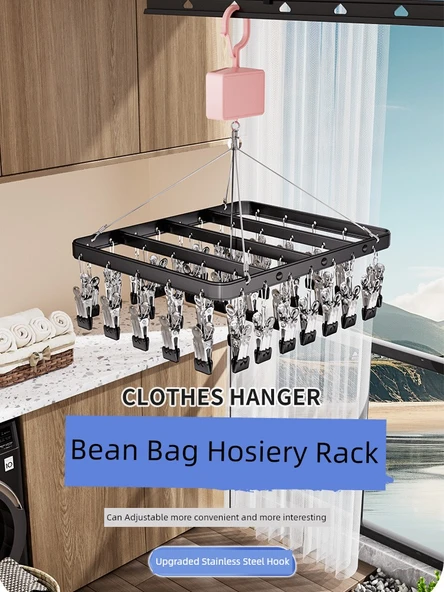 Ayarlanabilir Balkon Tipi Alüminyum Çamaşır Kurutma Askısı - [Kaldırılabilir] 26 Klipsli - Gümüş - Resim 2