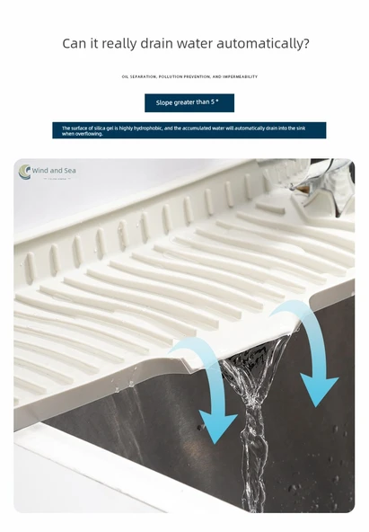 Mutfak Lavabo Musluk Su Tahliye Matı - Yan Açık Yaklaşık 65cm Krem Beyaz - 12