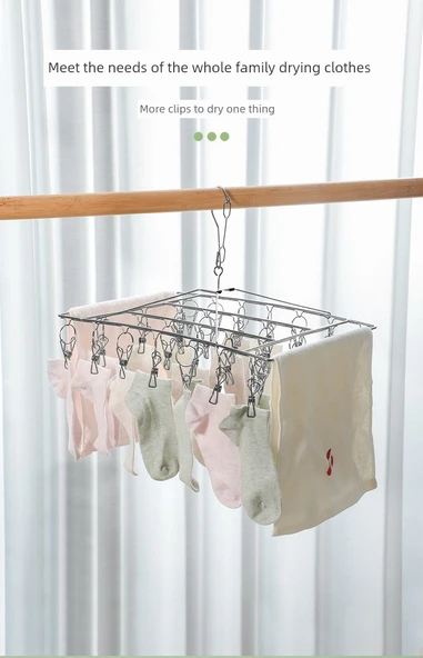 Paslanmaz Çelik Mandallı Çamaşır Askısı - Klasik Yay 20 Mandal (Model 2) - Resim 9