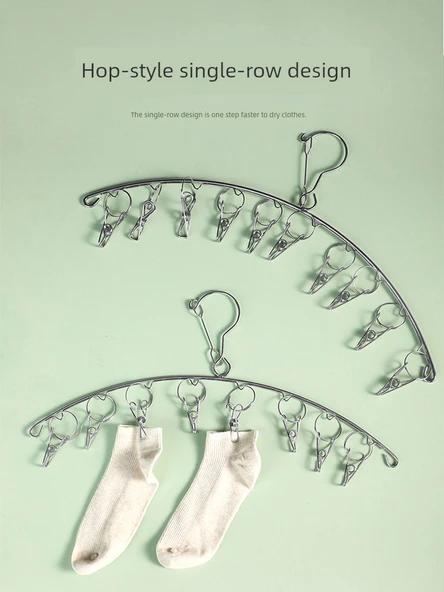 Paslanmaz Çelik Mandallı Çamaşır Askısı - Klasik Yay 20 Mandal (Model 2) - Resim 4