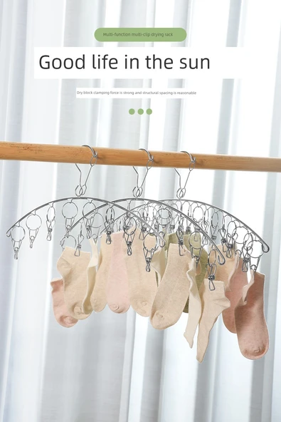 Paslanmaz Çelik Mandallı Çamaşır Askısı - Klasik Yay 20 Mandal (Model 2) - Resim 7