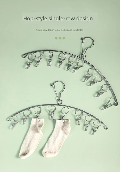 Paslanmaz Çelik Mandallı Çamaşır Askısı - Klasik Yay 20 Mandal (Model 2) - Resim 10