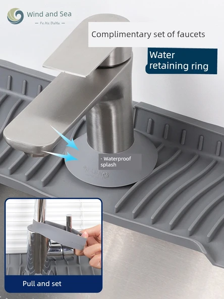Mutfak Lavabo Musluk Su Tahliye Matı - Yan Açık Yaklaşık 65cm Krem Beyaz - 4