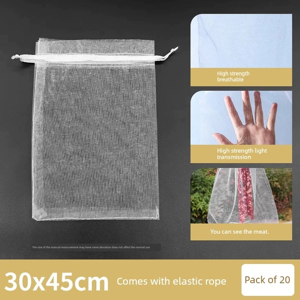 Gıda Sınıfı Kurutma Filesi Torbası 30x45cm - Ekstra Büyük Boy - 20 Adet