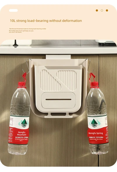 Katlanabilir Duvara Monte Mutfak Çöp Kovası - Büyük Bej 11L - Tekli Paket - Resim 10