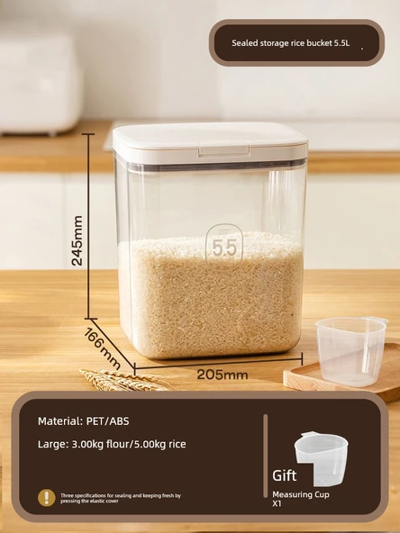 Anya Un Saklama Kabı - 5.5L Un Ölçme Kabı Hediyeli