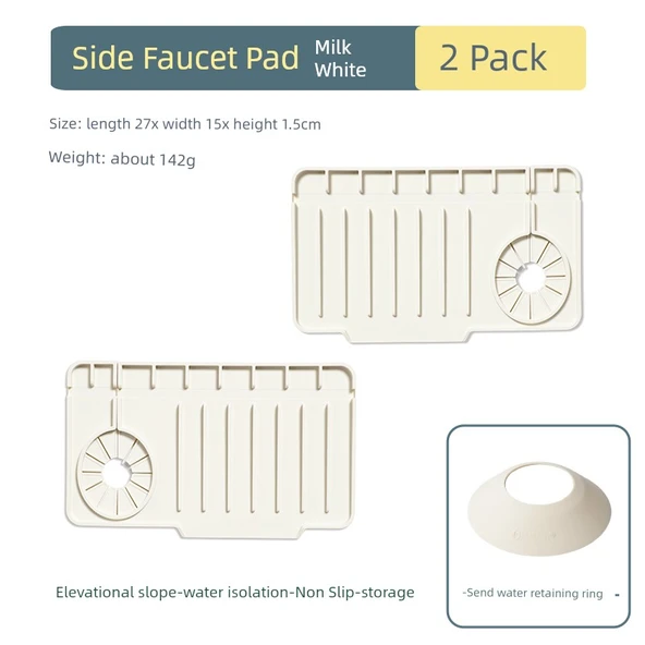 Tek Delikli Musluk Lavabo Su Geçirmez Ped - Mini Küçük Boy 27x15cm Süt Beyazı (2'li Paket)