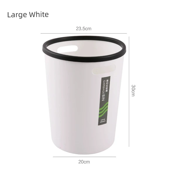 Minimalist Sıkıştırma Halkalı Çöp Kovası - Büyük Beyaz