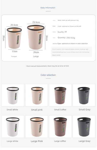 Minimalist Sıkıştırma Halkalı Çöp Kovası - Büyük Kahve Basınç Halkalı 2'li Paket - 8
