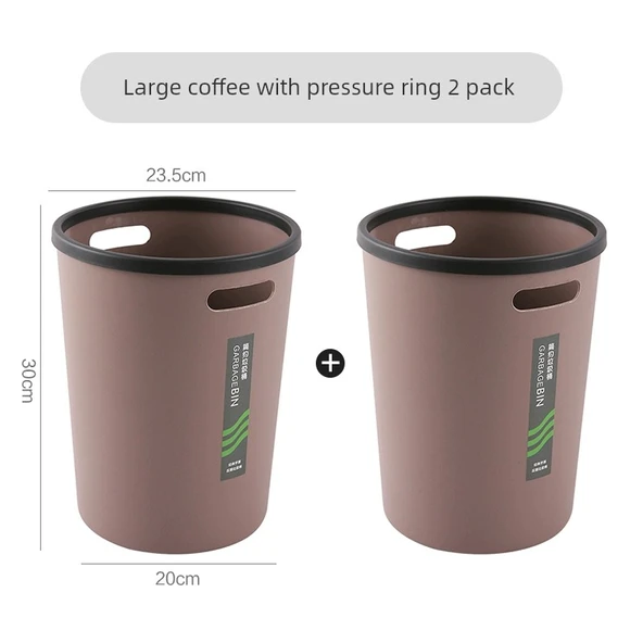 Minimalist Sıkıştırma Halkalı Çöp Kovası - Büyük Kahve Basınç Halkalı 2'li Paket - 1