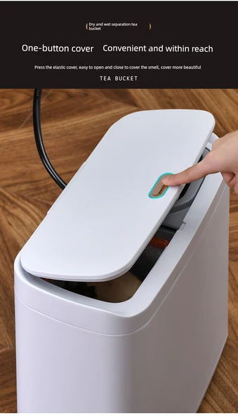 Çift Bölmeli Çay Kovası - Çöp Kovası + 5 Rulo Çöp Torbası - Resim 6