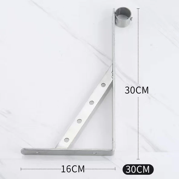 304 Paslanmaz Çelik Balkon Çamaşır Kurutma Askısı - 25 Yuvarlak Tüp Tek Sarı 30cm