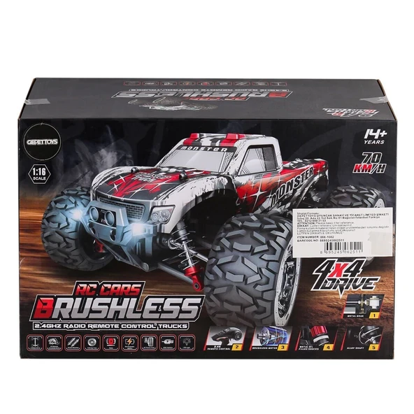 866-1602 Kumandalı 1:16 70 Km/h Brusless Araba 4x4 - 5