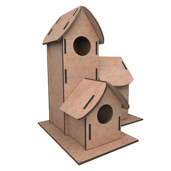 5269 Kumtoys Boyanabilir 3'lü Kuş Evi - Bird House - 2