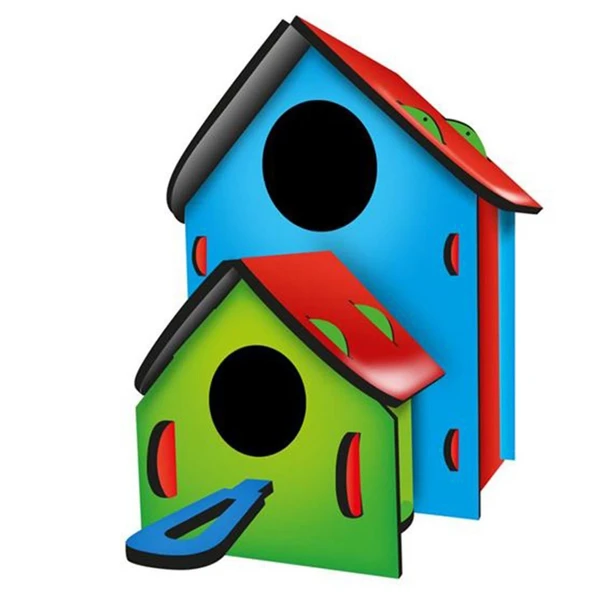 5269 Kumtoys Boyanabilir 3'lü Kuş Evi - Bird House - 4