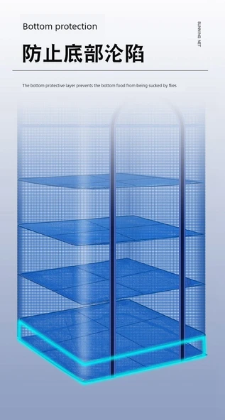 Katlanabilir Sebze Kurutma Filesi - 50x50x100 cm - 5 Katlı - Tic-Tac-Toe - 9