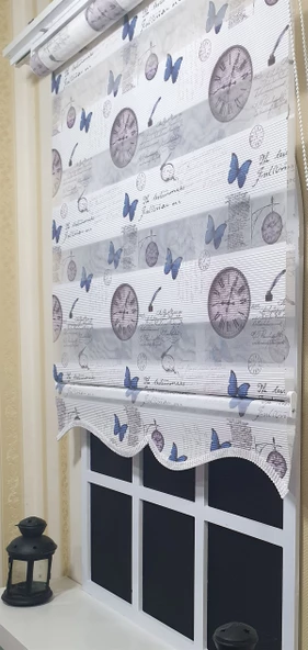 StorBurada Pliseli Zebra Stor Perde Baskılı Etek Dilimli ST 030  Beyaz 200 x 260 - Resim 2