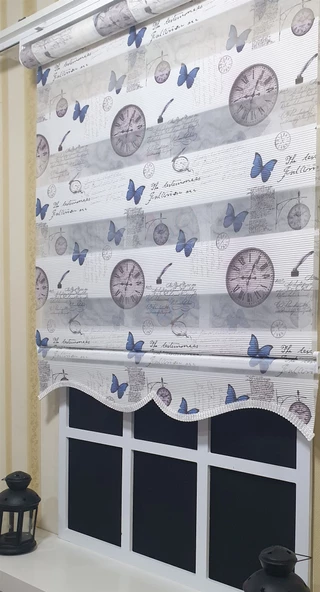StorBurada Pliseli Zebra Stor Perde Baskılı Etek Dilimli ST 030  Beyaz 130 x 200 - 1