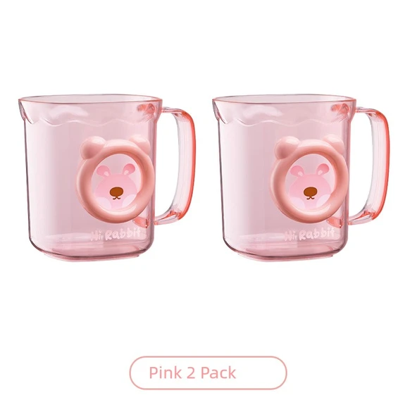 Çocuklar için Lüks Plastik Yıkama Bardağı - Pembe [2 Adet]