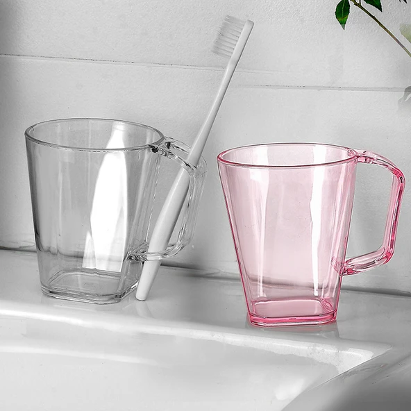 Nordic Tarzı Şeffaf Plastik Yıkama Kabı - Şeffaf + Pembe (2'li Paket)