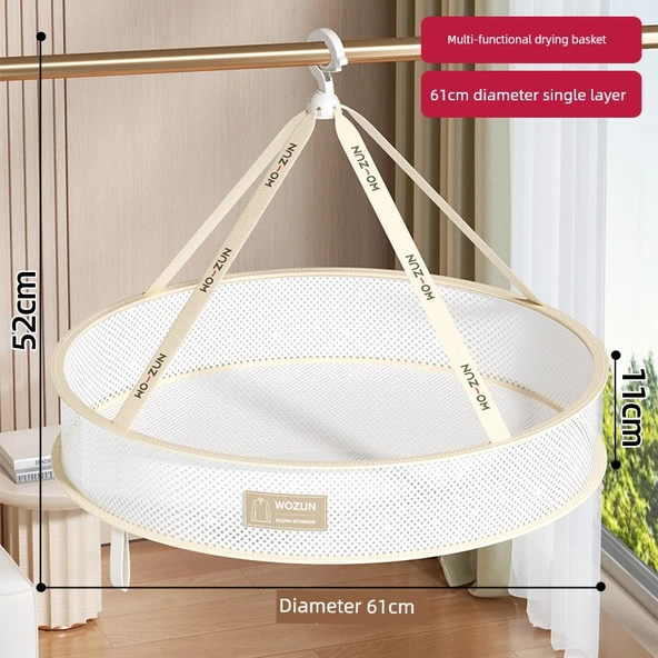 Çamaşır Kurutma Sepeti - 61CM - 1 Katlı - Çitli - Krem Beyaz