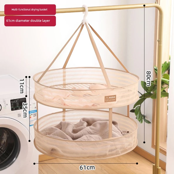 Çamaşır Kurutma Filesi 61cm Çitli İki Katlı -7# Kahverengi