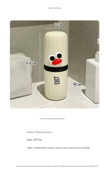 Seyahat Tipi Ağız Çalkalama Kabı - Açık Gri + Yama Desenli Çift Kullanımlı - Resim 7