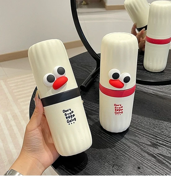 Seyahat Tipi Ağız Çalkalama Kabı - Açık Gri + Yama Desenli Çift Kullanımlı - Resim 11