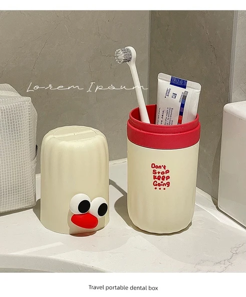 Seyahat Tipi Ağız Çalkalama Kabı - Açık Gri + Yama Desenli Çift Kullanımlı - Resim 8