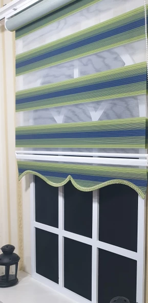 Pliseli Zebra Stor Mavi Yeşil Renk Geçişli Etek Dilimli ST 026  Yeşil 130 x 200