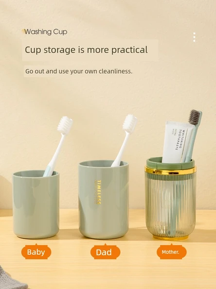 Seyahat Tipi Taşınabilir Diş Fırçası Saklama Kabı - Su Yeşili - Üç Bardak - Resim 10