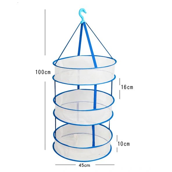 Çamaşır Kurutma Filesi - 45cm Çap, Üç Katlı, Mavi