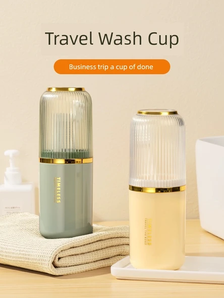 Seyahat Tipi Taşınabilir Diş Fırçası Saklama Kabı - İs Rengi - Dört Bardak - Resim 7