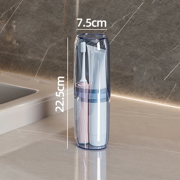 Seyahat Tipi Diş Fırçası Saklama Kutusu - Aquamarine İki Bardaklı
