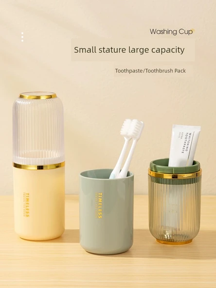 Seyahat Tipi Taşınabilir Diş Fırçası Saklama Kabı - Su Yeşili - Üç Bardak - Resim 8