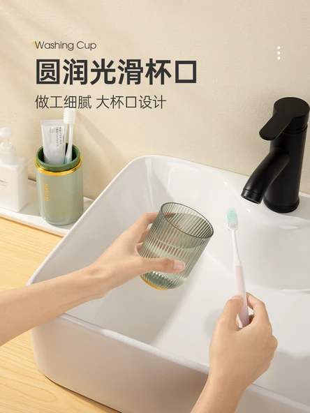 Seyahat Tipi Taşınabilir Diş Fırçası Saklama Kabı - Su Yeşili - Üç Bardak - Resim 6