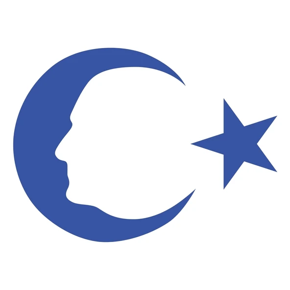 Ayyıldız ve Atatürk Silüeti Sticker17x17 Cm Mavi ürün görseli