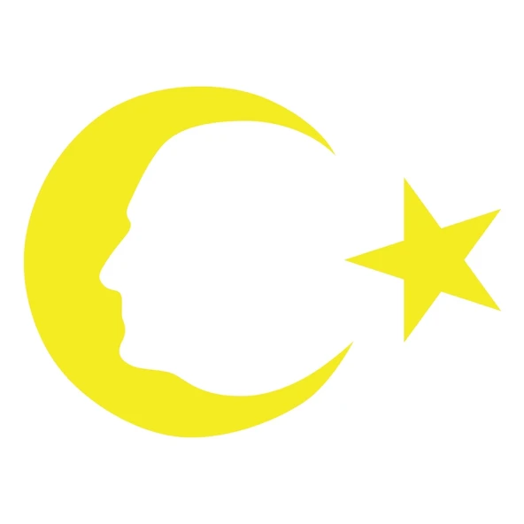 Ayyıldız ve Atatürk Silüeti Sticker17x17 Cm Sarı ürün görseli