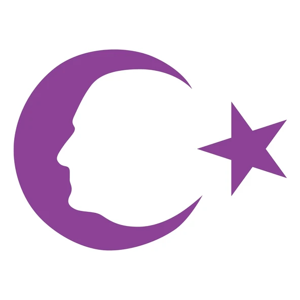 Ayyıldız ve Atatürk Silüeti Sticker17x17 Cm Mor ürün görseli