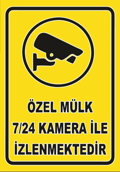 Özel Mülk Kamera İle İzlenmektedir Sticker 20X28 Cm