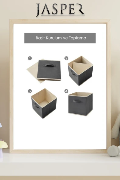JASPER Dolap Içi Düzenleyici , Çamaşır Oyuncak Saklama Kutusu Sepet Organizer 33x30x30 - 3