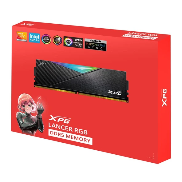 XPG 16GB-2 Lancer RGB DDR5 6000MT-s PC5-48000 CL 30-40-40 1.35V Soğutuculu PC Ram - 2