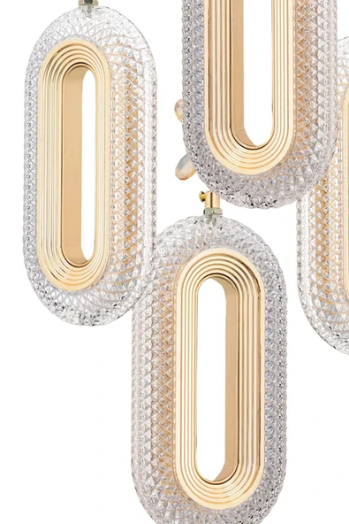 Nova Lighting Modern Ledli 4'lü Gold 3 Renk Kristal Taşlı Avize - 3