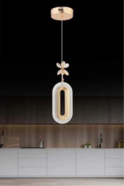 Roque Led Alfa Tekli Gold Ledli Kristal Taşlı Led Avize Oturma Odası Yatak odası Koridor