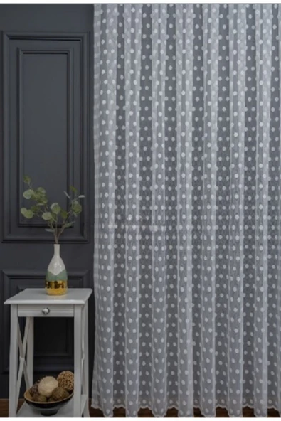 Topcuklu Yuvarlak Daire 2kat Pileli Tül Perde ürün görseli