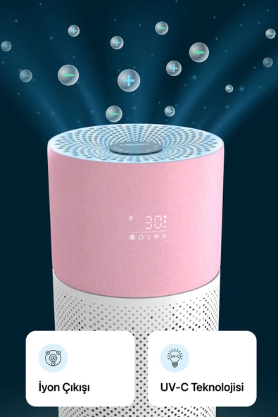 Xenon Smart Akıllı Hava Temizleyici 70 M2 Wi-fi Mobil App Air Purifier Cadr 550m³ Karbon Hepa Filtre X7420 Pembe - 4