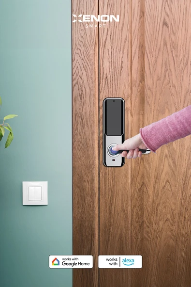 Xenon Smart Akıllı Kapı Kilidi Mobil App Parmak Izi Şifre Rfıd Wi-fi Google Home & Alexa Kontrollü Kilit X8051 - 4