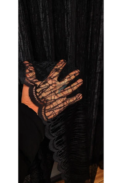 Siyah 3Kat Pileli Tül Perde Cam Kırığı Yeni Moda Tül Perde - Resim 2